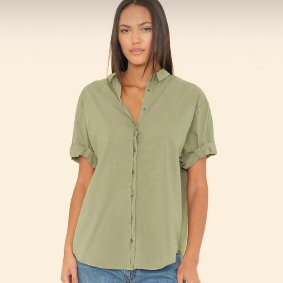 XiRENA Tops - Olive Green Women's Button-Up Shirt